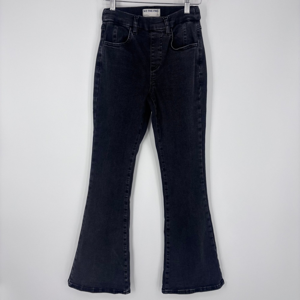 We The‎ Free Crvy Allure Flare Jeans Women S Black Pull On Boho Retro Denim